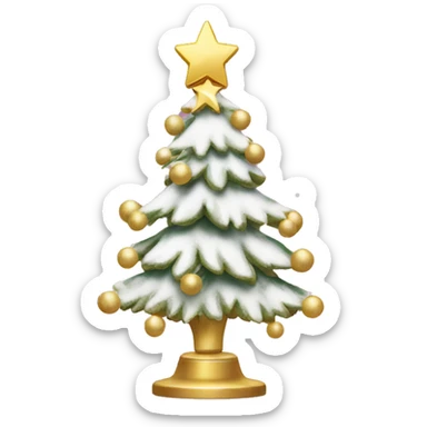 Girlie Christmas tree with snow and pink ornaments and a gold tree topper sticker
