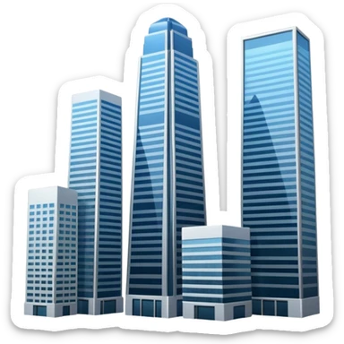 generate a realistic skyscraper and several smaller ones nearby sticker