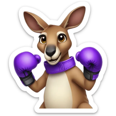 Kangaroo with purple boxing gloves   sticker