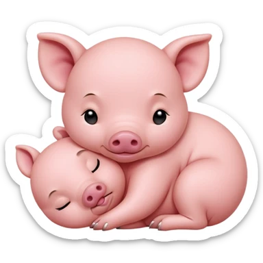Sleeping Piglet – tiny pink pig curled up, eyes closed sticker