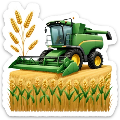 An icon featuring a wheat field, a combine harvester, fertilizer formulas, and plant cells, symbolizing agronomy. The design includes farming tools and crops, representing agricultural science, crop production, and plant biology. Transparent background highlights sustainable farming and growth. sticker