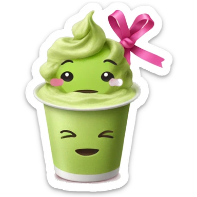 matcha with pink ribbon sticker