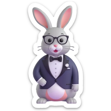 sophisticated bunny in tuxedo and bow tie sticker