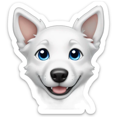 Happy Puppy Wolf dog white blue eyes short hair sticker