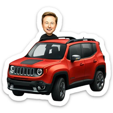 elon musk driving a jeep renegade sticker
