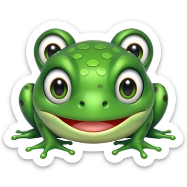 simple kawaii frog, very simple dot eyes, vey big pupils sticker