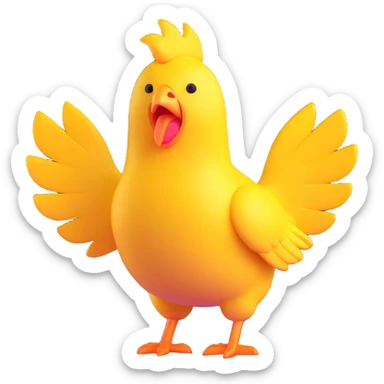 shouting long neck yellow chicken sticker
