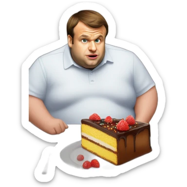 emmanuel macron morbidly obese eating cake sticker