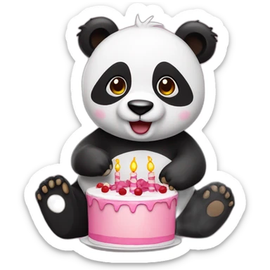 Panda with birthday cake  sticker