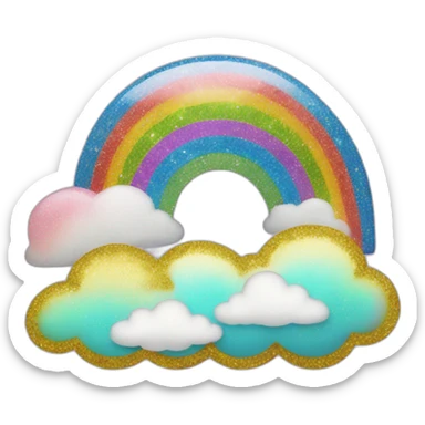 glitter rainbow with clouds sticker