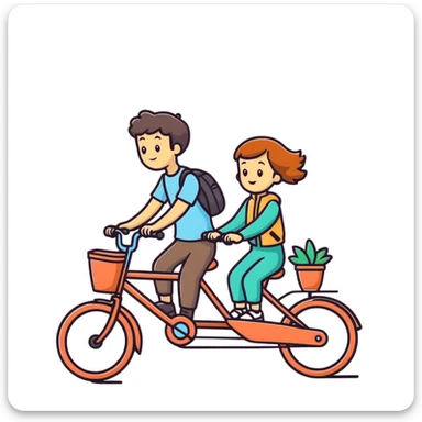 man and girl riding a bicycle together sticker