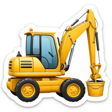 A realistic looking but cartoon excavator sticker