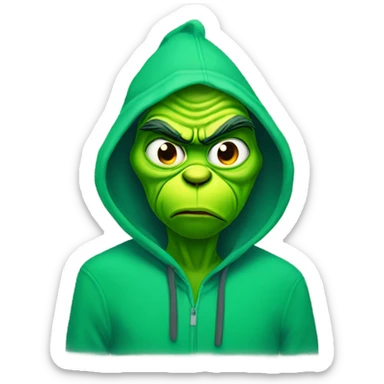 Grinch wearing hoodie  sticker