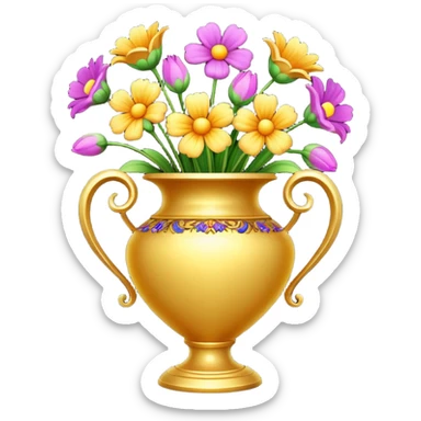 Golden vase with flowers  sticker