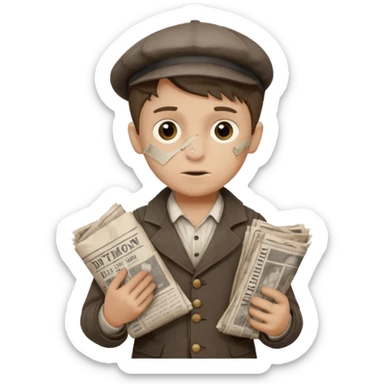 Victorian era poor paper boy sticker