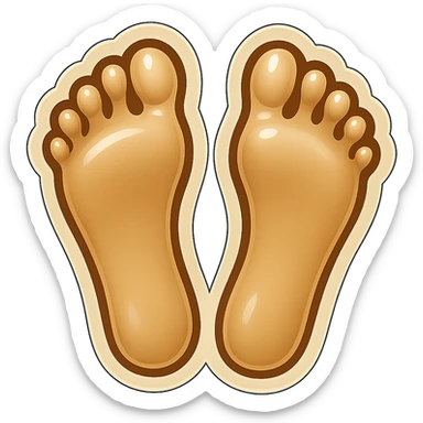 Remake these emoji feet soles in the same pose and style as the reference. Use beige color with less pink, no toenails, no symbols, no red or yellow details. Make them anatomically correct. This is variation 3. sticker