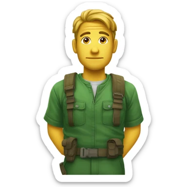 Criar um emoji de um rato sentado num banquinho verde sticker