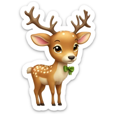 cute deer with bow sticker