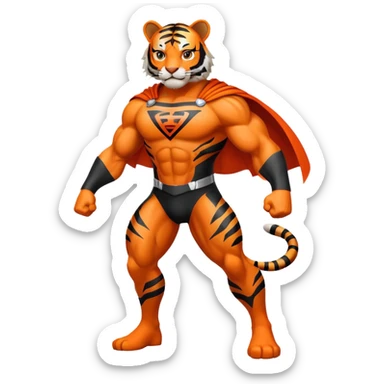 Tiger superhero with cape sticker
