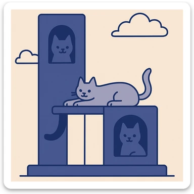 cats relaxing in a vertical playhouse sticker
