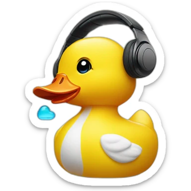 Rubber duck wearing airpods sticker