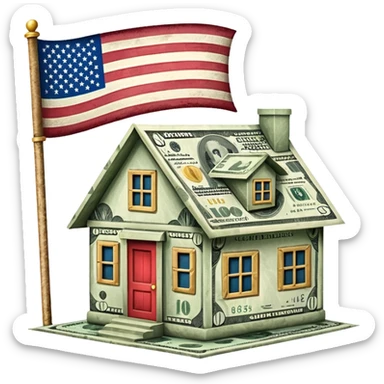 usa flag money house sticker