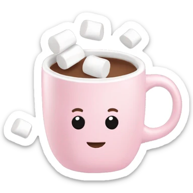 Light Pink mug of hot chocolate with marshmallows  sticker