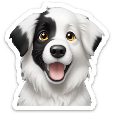 border collie puppy that is mostly white with black masking   sticker