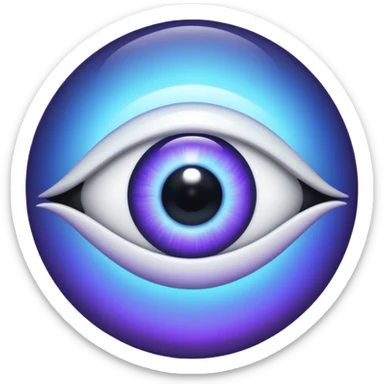 a single spooky floating disembodied eye colored blue, purple, black and white sticker