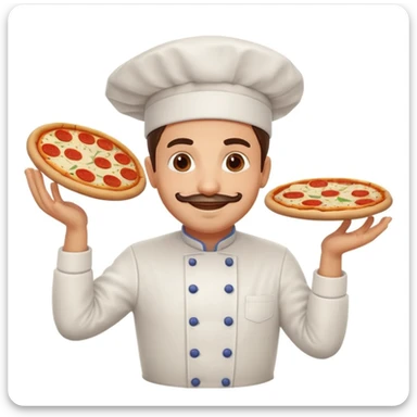 smiling Italian chef spinning pizza dough sticker