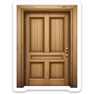 a wooden door that is wide open. The door frame is simple and matches the wood tone of the door. sticker