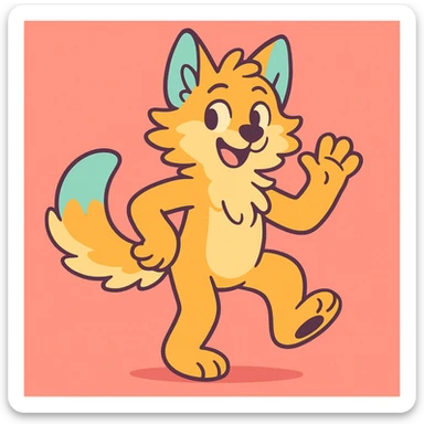 furry anthro character, pastel colors, cute pose sticker