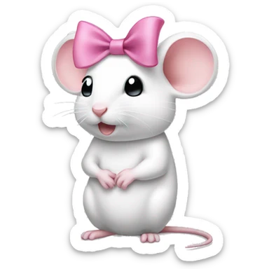 White mice pink bow sticker