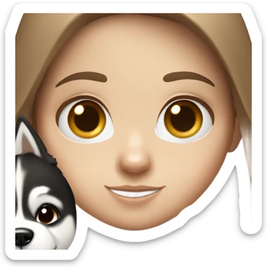 white girl with brown hair and a black and white husky  sticker