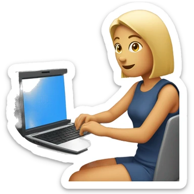 Une fille sur l'écran d'un ordinateur sticker