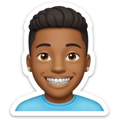 Black young guy with a diamond grillz in her tooth sticker