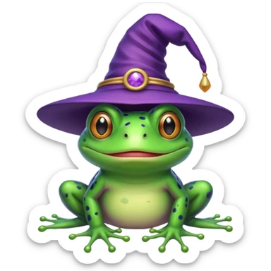 frog wear purple wicth hat sticker