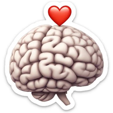 Brain with heart sticker