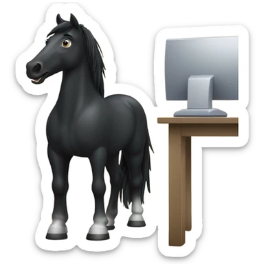 a black horse using a computer sticker