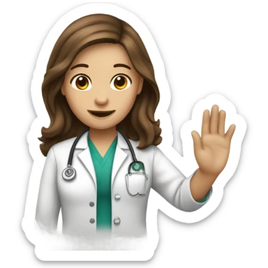 Girl brown hair Medical Student waving bye sticker