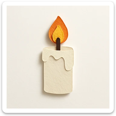 white candle, paper craft style sticker