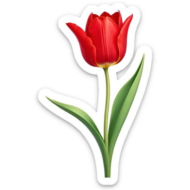 ​Cinematic Realistic Tulip, depicted as a single, exquisitely detailed bloom with vibrant red petals and a delicate stem, softly illuminated by natural light that highlights its graceful beauty and elegant form, sticker
