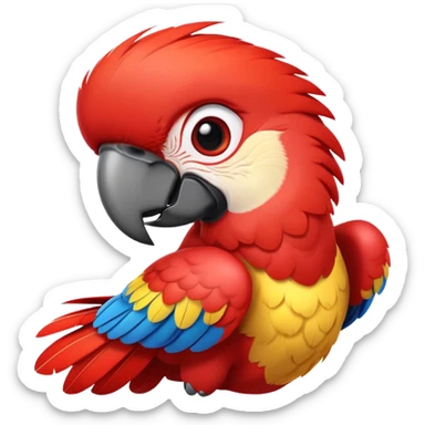 cinematic-cute-macaw-portrait-emoji,-head-tilted-playfully-and-inquisitively,-with-a-dazzling-red-plumage-and-round,-sparkling-eyes-filled-with-charm,-simplified-yet-irresistibly-adorable-features,-highly-detailed sticker