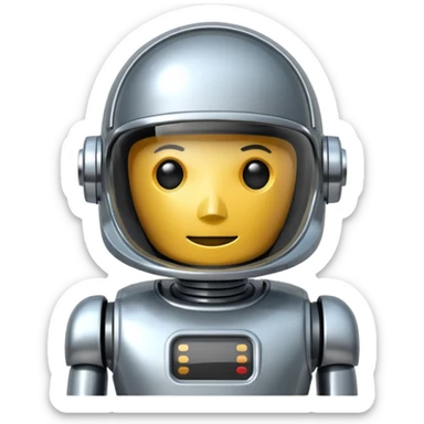 Retro robot with clear dome helmet sticker