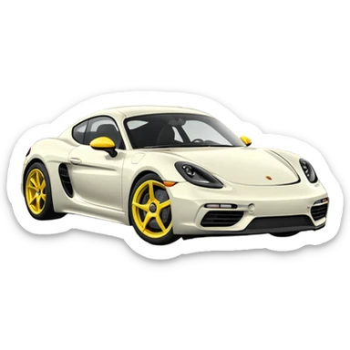 Chalk colored 2024 Porsche 718 Cayman GTS 4.0 with yellow ceramic brakes sticker