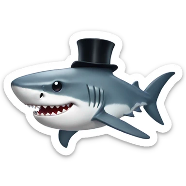 Shark with a top hat sticker