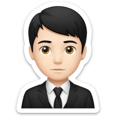 Chico con pelo negro, camisa negra y una corbata blanca sticker