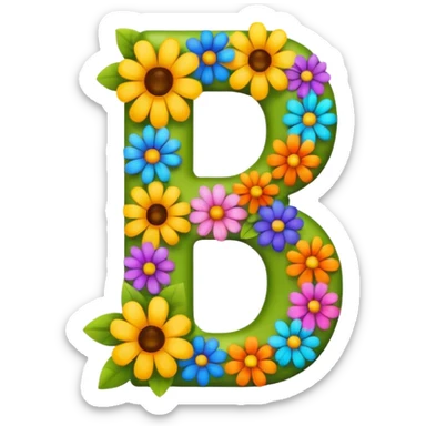 bold number 7 emoji with assorted flowers decorating the outline but number remains fully visible sticker