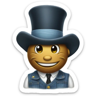 Catfish wearing a top hat and overalls  sticker