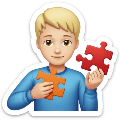 one person playing with single jigsaw puzzle piece. sticker